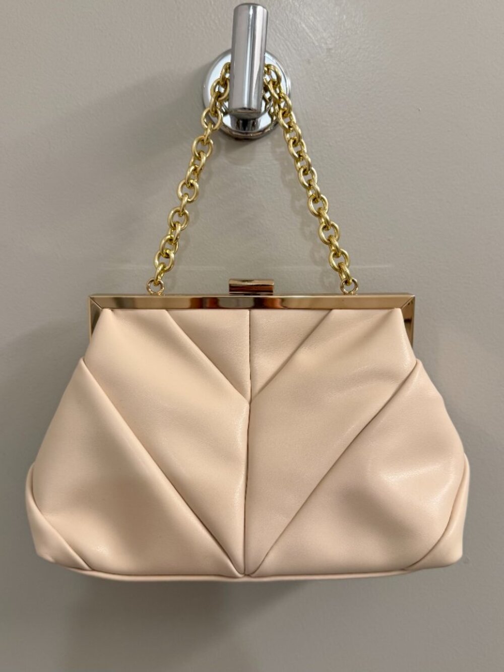 NEW Women's Cream Clutch Purse, PU Leather Evening Bag, Prom or Wedding Handbag